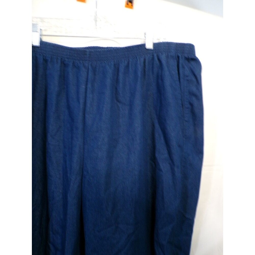 Alfred Dunner Women's Pants 22W Plus Navy Wide Leg Pull On Knit - Picture 2 of 5
